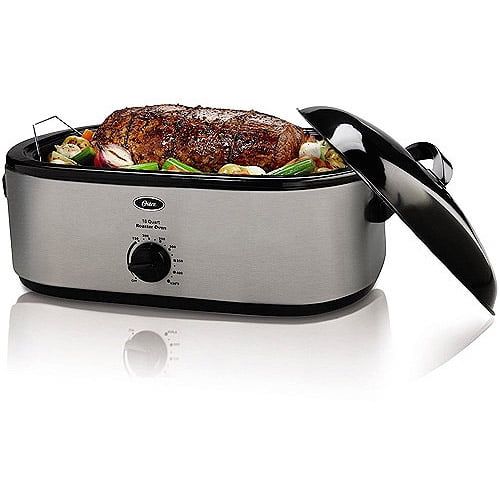  Oster 22 Lb. Roaster Oven with Removable 3-Bin Buffet Server, 18 Qt., Stainless Steel (CKSTRS18)