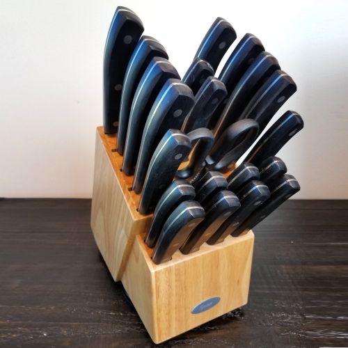  Oster Evansville 22-Piece Cutlery Set With Rubber Wood Block