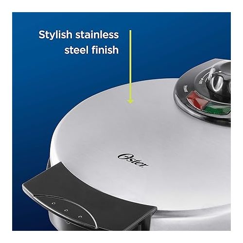  Oster Belgian Waffle Maker with Adjustable Temperature Control, Non-Stick Plates and Cool Touch Handle, Makes 8