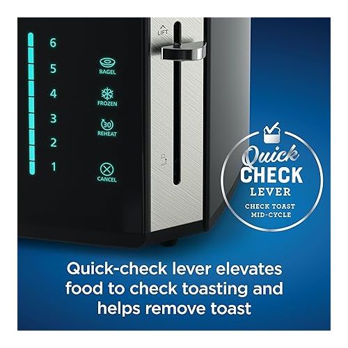  Oster 4-Slice Toaster, Touch Screen, Stainless Steel, Digital Timer, 6 Shade Settings, Easy to Clean, Removable Crumb Tray