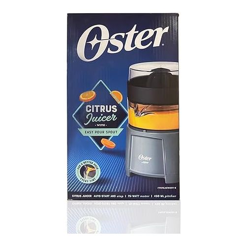  Oster Electric Citrus Juicer, High-Performance Silver 75 Watt Motor Electric Orange Juice Squeezer for Oranges, Lemons, and Limes