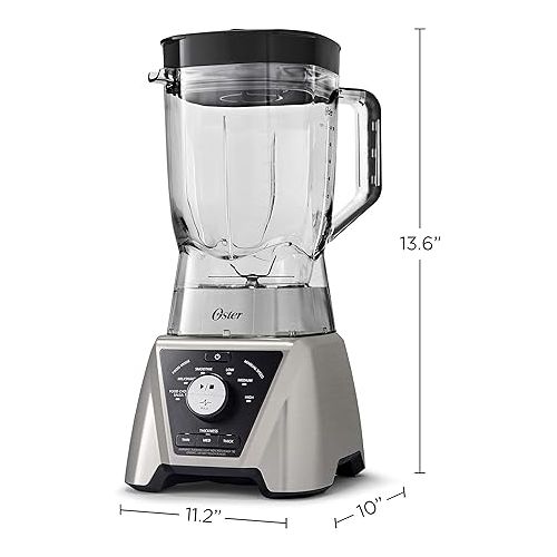  Oster BLSTTS-CB2-000 Pro Blender with Texture Select Settings, 2 Blend-N-Go Cups and Tritan Jar, 64 Ounces, Brushed Nickel