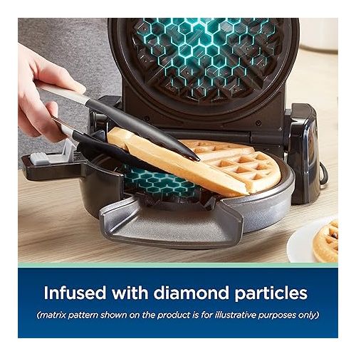  Oster 2110002 DiamondForce Vertical Waffle Maker, One Size, Dark Metallic