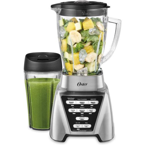  Oster Blender Pro 1200 with Glass Jar, 24-Ounce Smoothie Cup, Brushed Nickel