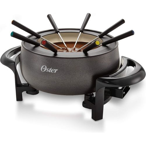  Oster Fondue Pot Titanium Infused DuraCeramic Fondue Maker, Black