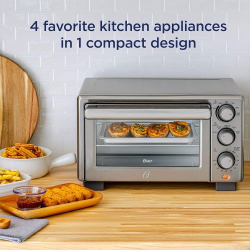  Oster Compact Countertop Oven With Air Fryer, Stainless Steel