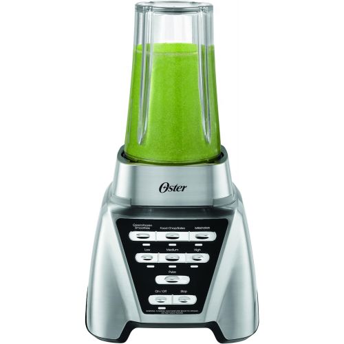  Oster Blender Pro 1200 with Glass Jar, 24-Ounce Smoothie Cup and Food Processor Attachment, Brushed Nickel - BLSTMB-CBF-000