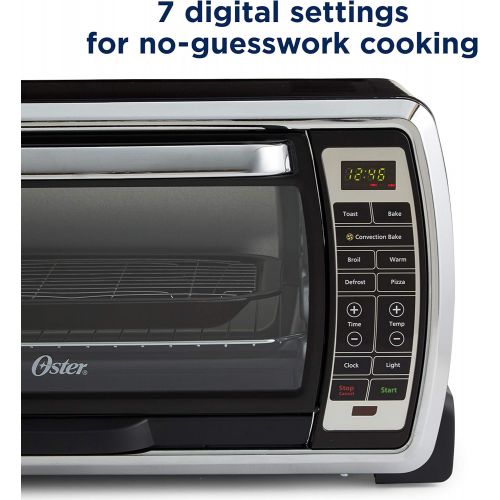  Oster Toaster Oven Digital Convection Oven, Large 6-Slice Capacity, Black/Polished Stainless