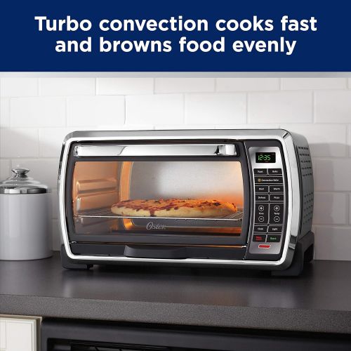  Oster Toaster Oven Digital Convection Oven, Large 6-Slice Capacity, Black/Polished Stainless