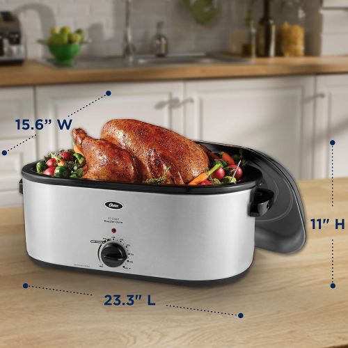  Oster Roaster Oven with Self-Basting Lid 22 Qt, Stainless Steel