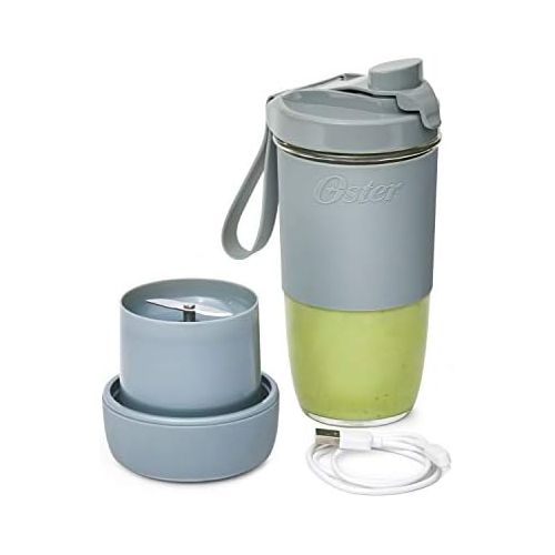  [아마존베스트]Oster Blend Active Portable Blender with Drinking Lid, USB Chargeable Personal Blender, Gray