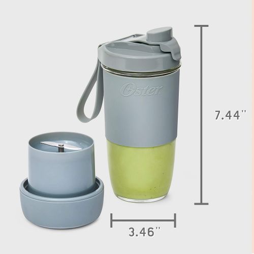  [아마존베스트]Oster Blend Active Portable Blender with Drinking Lid, USB Chargeable Personal Blender, Gray