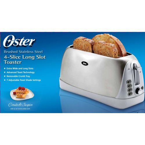  [아마존베스트]Oster Long Slot 4-Slice Toaster, Stainless Steel (TSSTTR6330-NP)