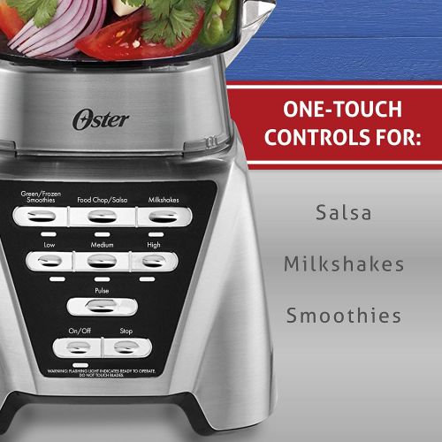  Oster Blender Pro 1200 with Glass Jar, 24-Ounce Smoothie Cup and Food Processor Attachment, Brushed Nickel - BLSTMB-CBF-000