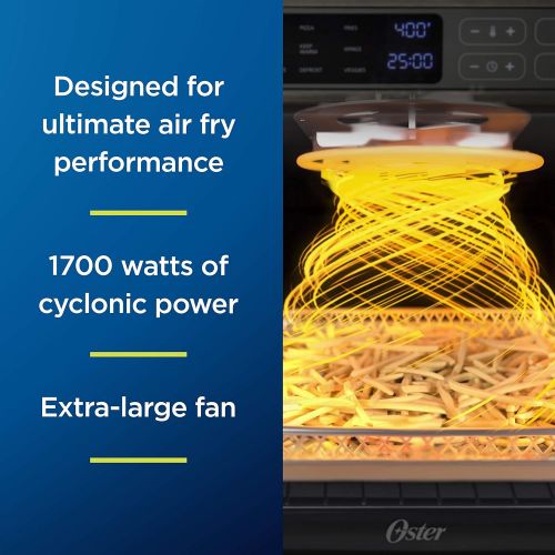  Oster Digital Air Fryer Oven with RapidCrisp, Stainless Steel, 12-Function Countertop Oven with Convection