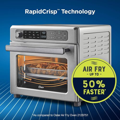  Oster Digital Air Fryer Oven with RapidCrisp, Stainless Steel, 12-Function Countertop Oven with Convection
