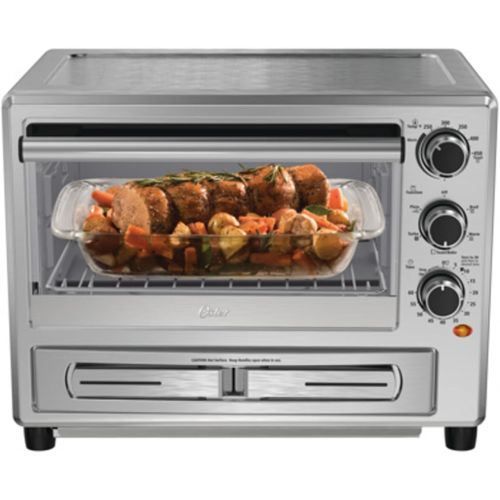  Oster Convection Oven with Dedicated Pizza Drawer, Stainless Steel (TSSTTVPZDS),Large