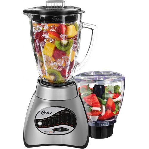  Oster Core 16-Speed Blender with Glass Jar, Black, 006878. Brushed Chrome