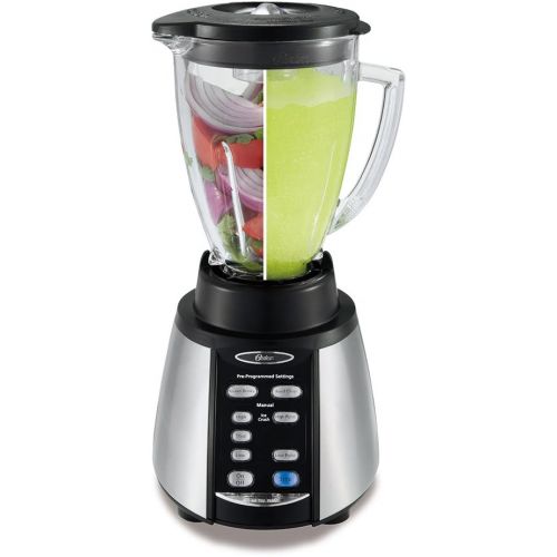  Oster Reverse Crush Counterforms Blender, with 6-Cup Glass Jar, 7-Speed Settings and Brushed Stainless Steel/Black Finish - BVCB07-Z00-NP0