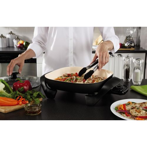  [아마존베스트]Oster DuraCeramic Electric Skillet CKSTSKFM12W-ECO, 12-Inch, Black/Creme