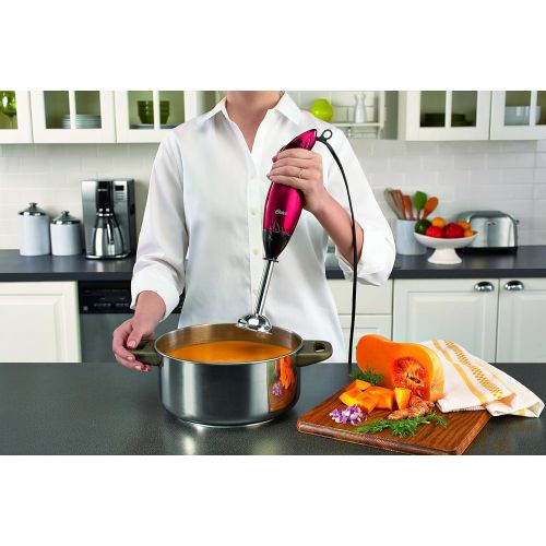  Oster FPSTHB26RDP-000 2 Speed Immersion Hand Blender with Food Chopper Attachment, Red