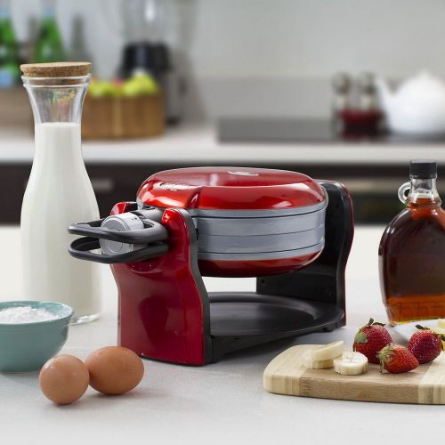  Oster DuraCeramic Titanium Infused Double Flip Waffle Maker, Red CKSTWF20R