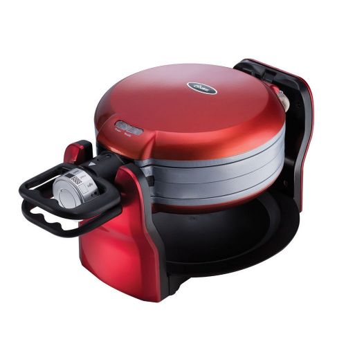  Oster DuraCeramic Titanium Infused Double Flip Waffle Maker, Red CKSTWF20R