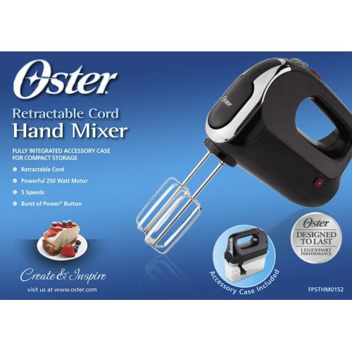  Oster FPSTHM0152-NP 5 Speed Hand Mixer with Storage Case, Black