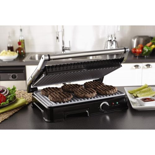  Oster Extra Large Titanium-Infused DuraCeramic Panini Maker and Indoor Grill, Black (CKSTPM6001-TECO)