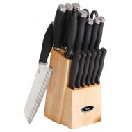 Oster 62364.17 Brentford 17 Piece Stainless Steel Cutlery Set, Black Handles and Silver End Caps