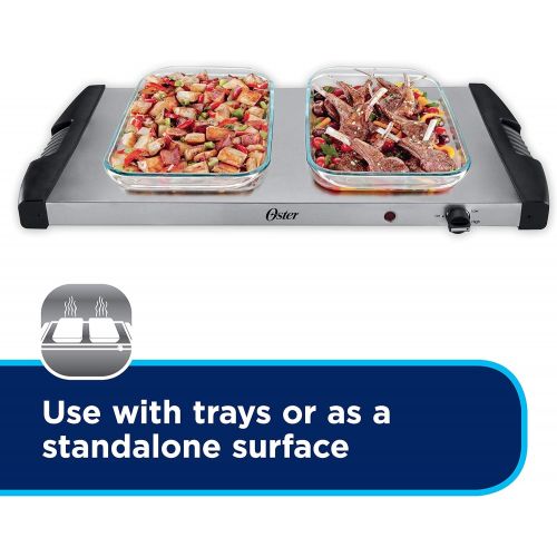  Oster Buffet Server Warming Tray Triple Tray, 2.5 Quart, Stainless Steel