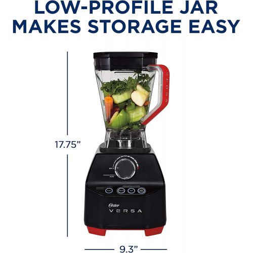  Oster Versa Blender | 1400 Watts | Stainless Steel Blade | Low Profile Jar | Perfect for Smoothies, Soups, Black