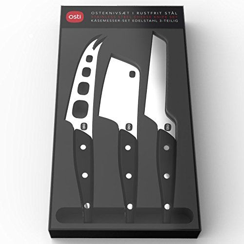  Osti Cheese Knife Gift Set 3Pieces Set Elegant Stainless Steel Cheese Knife Curved Blade for Cutting Soft, medium-hard and hard cheese