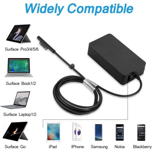  Ostrich Surface Pro Charger, Surface Book Charger 44W 15V 2.58A Power Supply Compatible Microsoft Surface Pro 6 Pro 5 Pro 4 Pro 3 Surface Laptop 1/2 Surface Go with Travel Case