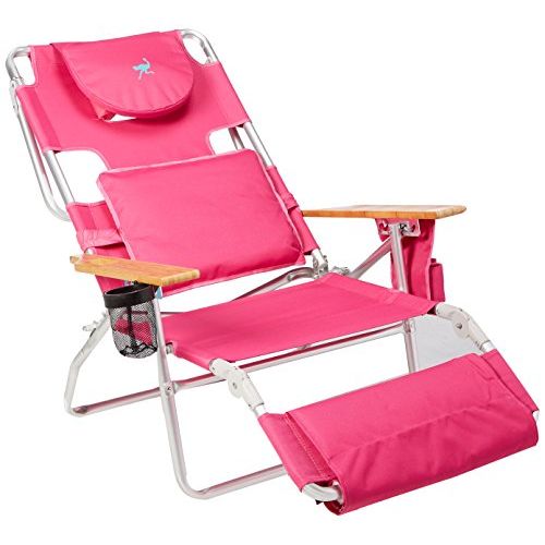  Ostrich Deluxe Padded Sport 3 in 1 Aluminum Beach Chair, Pink