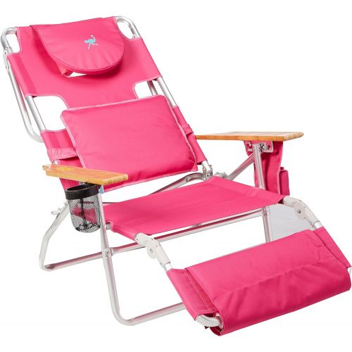  Ostrich Deluxe Padded Sport 3 in 1 Aluminum Beach Chair, Pink