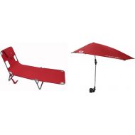 Ostrich Chaise Lounge, Red & Sport-Brella Versa-Brella 4-Way Swiveling Sun Umbrella (FireBrick Red, Regular