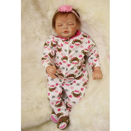  NPKDOLL Sleeping Realistic Reborn Baby Dolls Girl Cute Soft Vinyl Silicone Dolls Weighted Baby Reborn Dolls Handmade Newborn Baby Dolls with Clothes