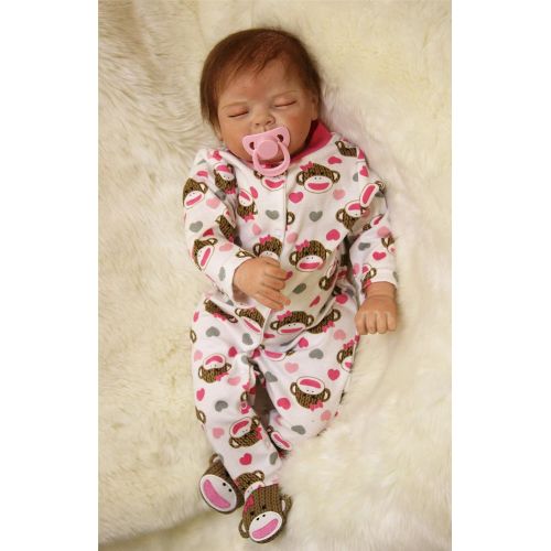  NPKDOLL Sleeping Realistic Reborn Baby Dolls Girl Cute Soft Vinyl Silicone Dolls Weighted Baby Reborn Dolls Handmade Newborn Baby Dolls with Clothes