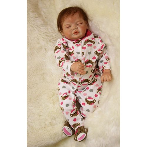  NPKDOLL Sleeping Realistic Reborn Baby Dolls Girl Cute Soft Vinyl Silicone Dolls Weighted Baby Reborn Dolls Handmade Newborn Baby Dolls with Clothes