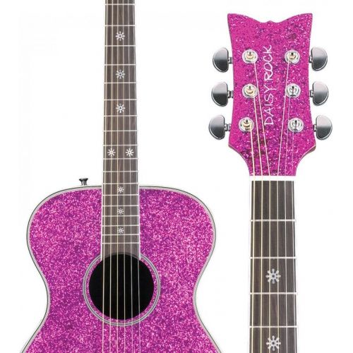  Daisy Rock 6 String Acoustic-Electric Guitar, Pink Sparkle (DR6225-A-U)