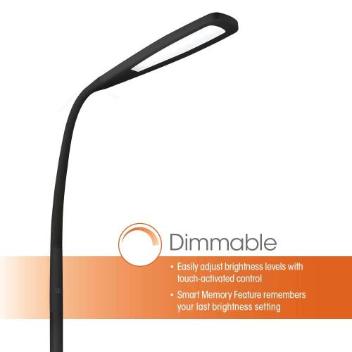  OttLite Natural Daylight LED Flex Floor Lamp | 700 Lumens, Adjustable Brightness Settings | Great for Home, Office, Dorm, Workshop (Black)