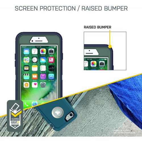 오터박스 [아마존베스트]OtterBox Defender Series Case for iPhone 8 Plus & iPhone 7 Plus (Case Only - Holster Not Included) - Non-Retail Packaging - Agave Green/Maritime Blue