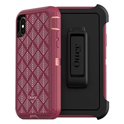 오터박스 OtterBox Defender Series Case for iPhone Xs & iPhone X - Retail Packaging - HAPPA (Silver PinkRED PlumHAPPA Graphic)