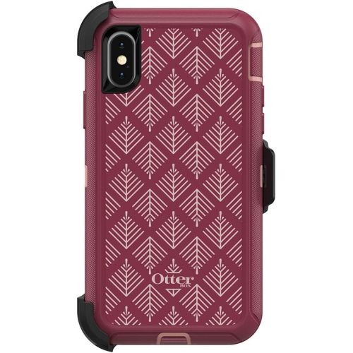 오터박스 OtterBox Defender Series Case for iPhone Xs & iPhone X - Retail Packaging - HAPPA (Silver PinkRED PlumHAPPA Graphic)