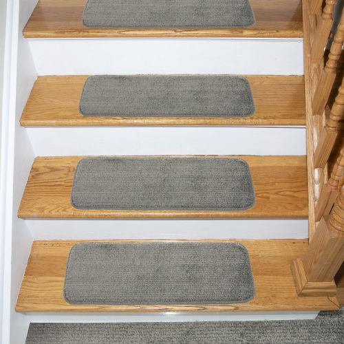  Ottomanson Comfort Collection Soft Solid Non-Slip Plush Carpet Stair Treads, 9 x 26