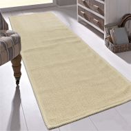 Ottomanson Nature Cotton Kilim Collection Solid Ecru Design 20 X 59 Runner Rug