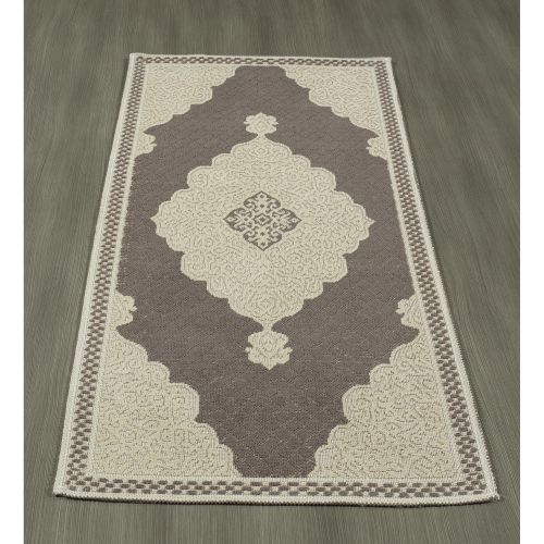  Ottomanson K11498-3X6 Nature Cotton Kilim Collection Brown Medallion Design 27 X 60 Area Rug