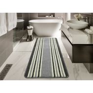 Ottomanson Softy Collection Ivory Stripes Non-Slip Kitchen/Bath Rug, 20 X 59, Gray