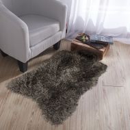 Ottomanson Flokati Collection Faux Sheepskin Lambskin Design Shag Rug, 2X3, Dark Grey